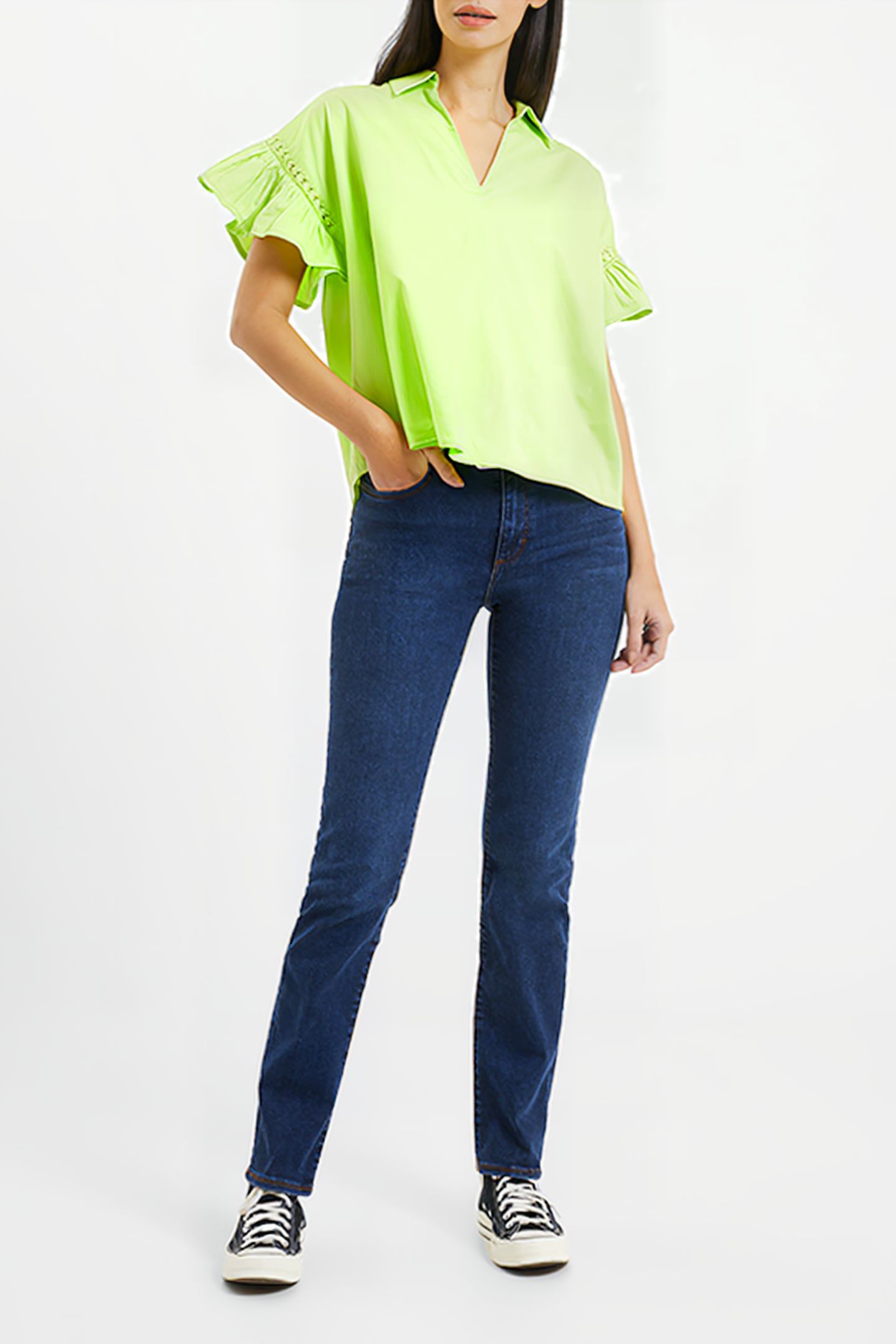 SINDEY COTTON SATIN SHIRT GREEN 3