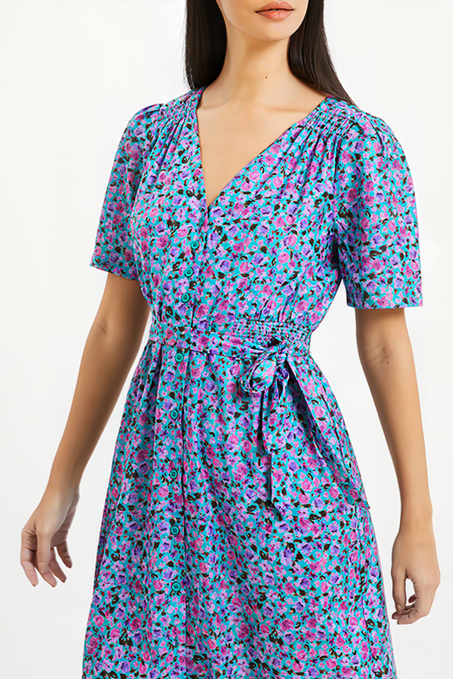 ALEZZIA ELY JACQUARD SS DRESS GREEN 4