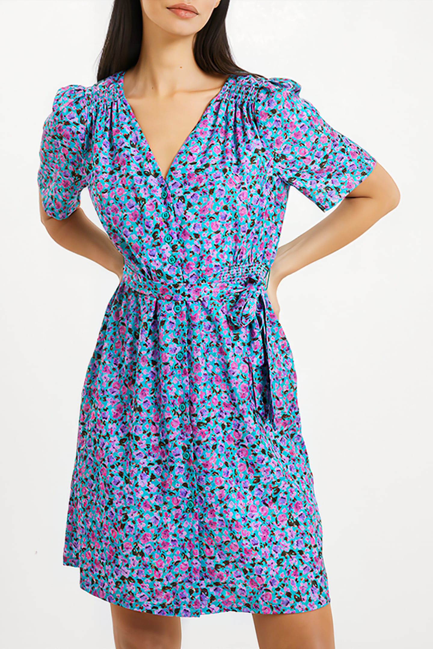 ALEZZIA ELY JACQUARD SS DRESS GREEN 1