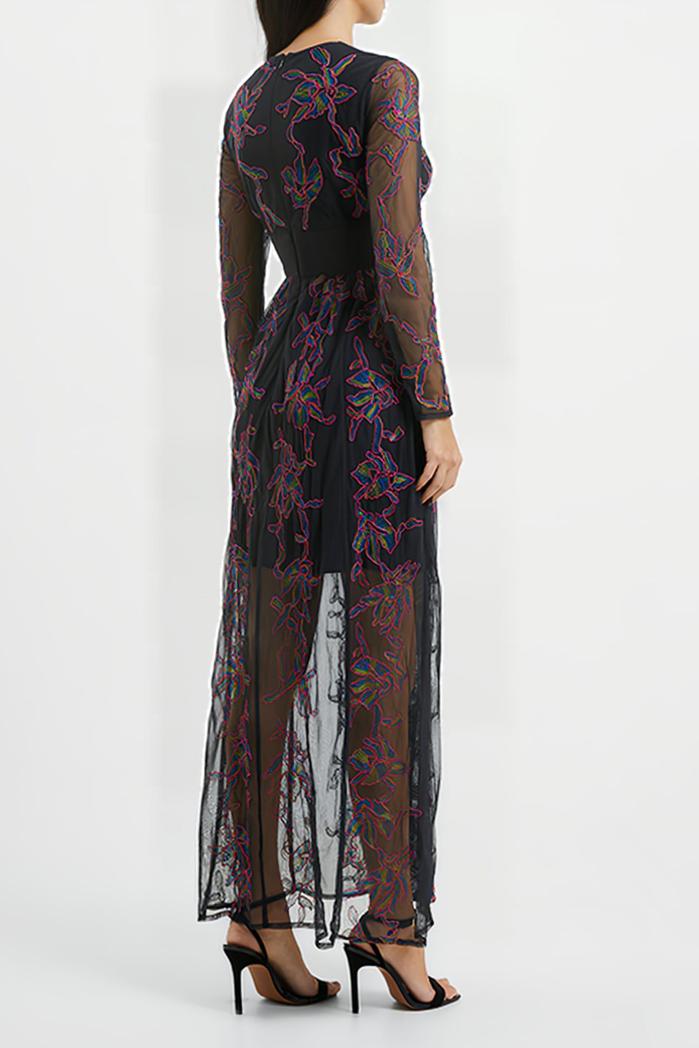 EMILIA EMBROIDERED MXI DRESS BLACK 2