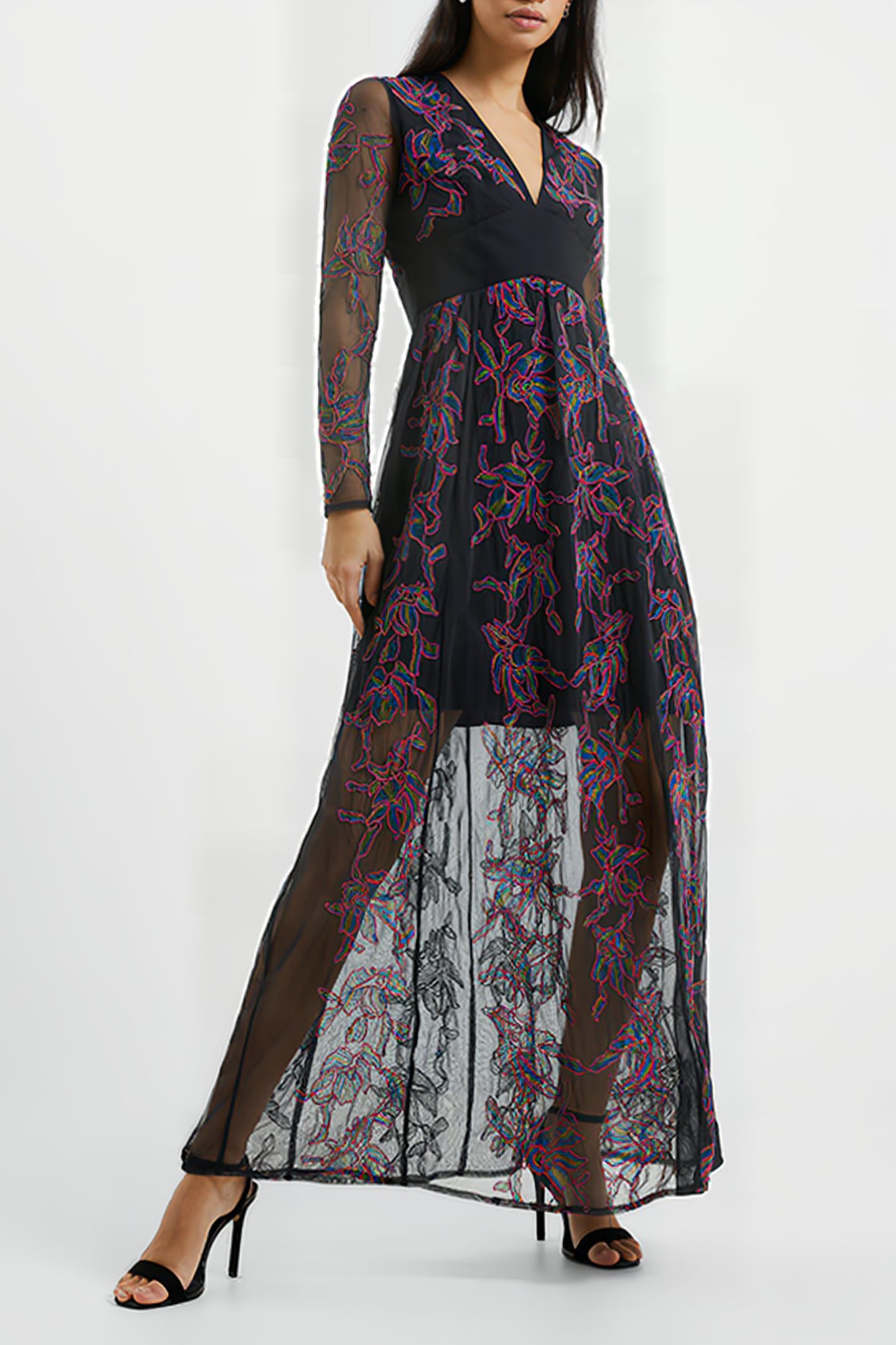 EMILIA EMBROIDERED MXI DRESS BLACK 3