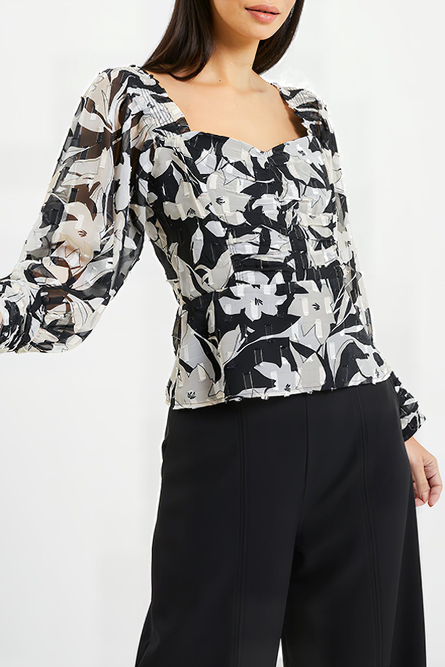 ALLY DINAH LS SWEETHEART NK TP BLACK 1