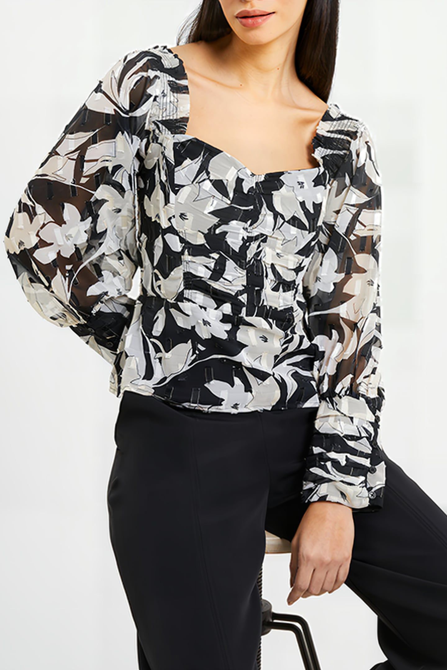 ALLY DINAH LS SWEETHEART NK TP BLACK 4