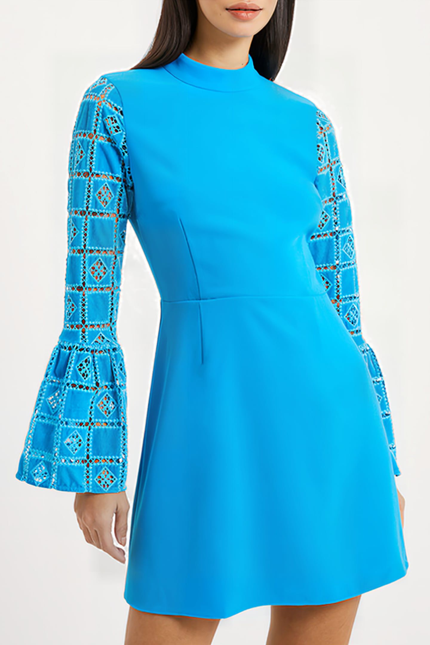 GARNET VELVET LACE MINI DRESS BLUE 4