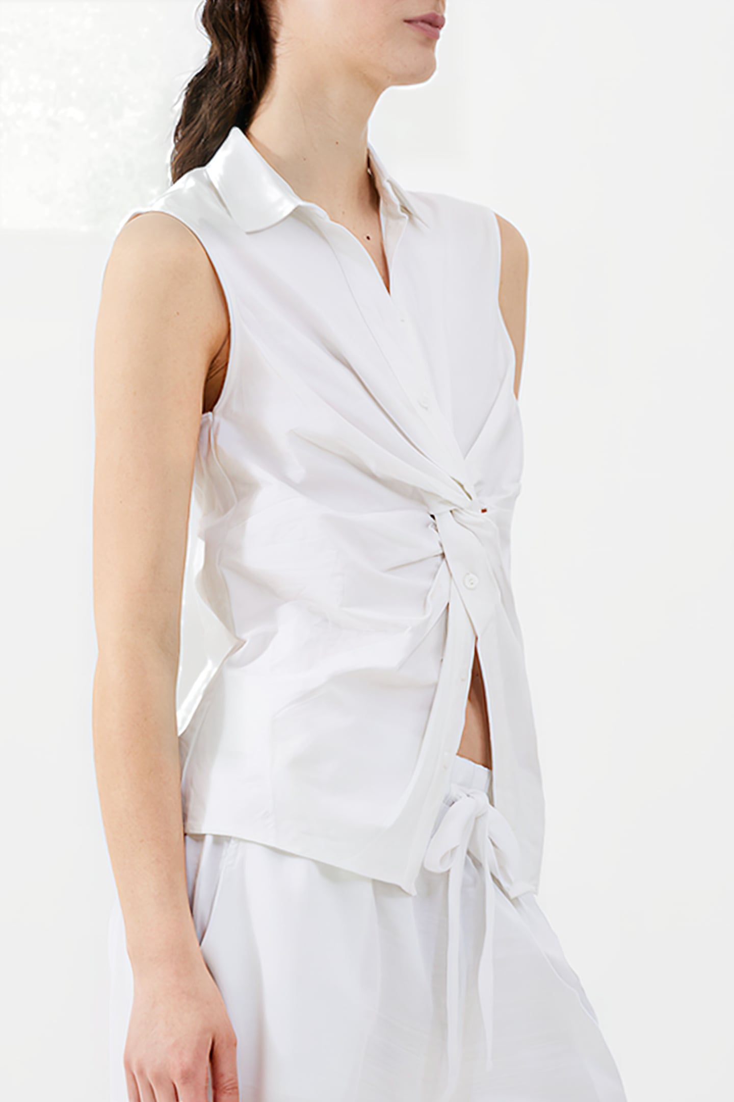 AOFIE LINEN TWIST FRONT SHIRT WHITE 3