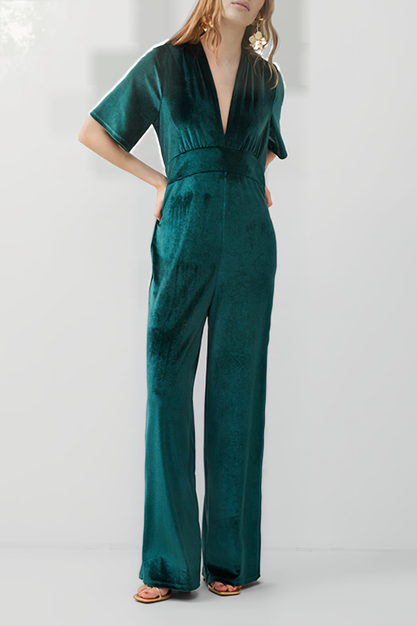 SULA VELVET SS JUMPSUIT GREEN 3