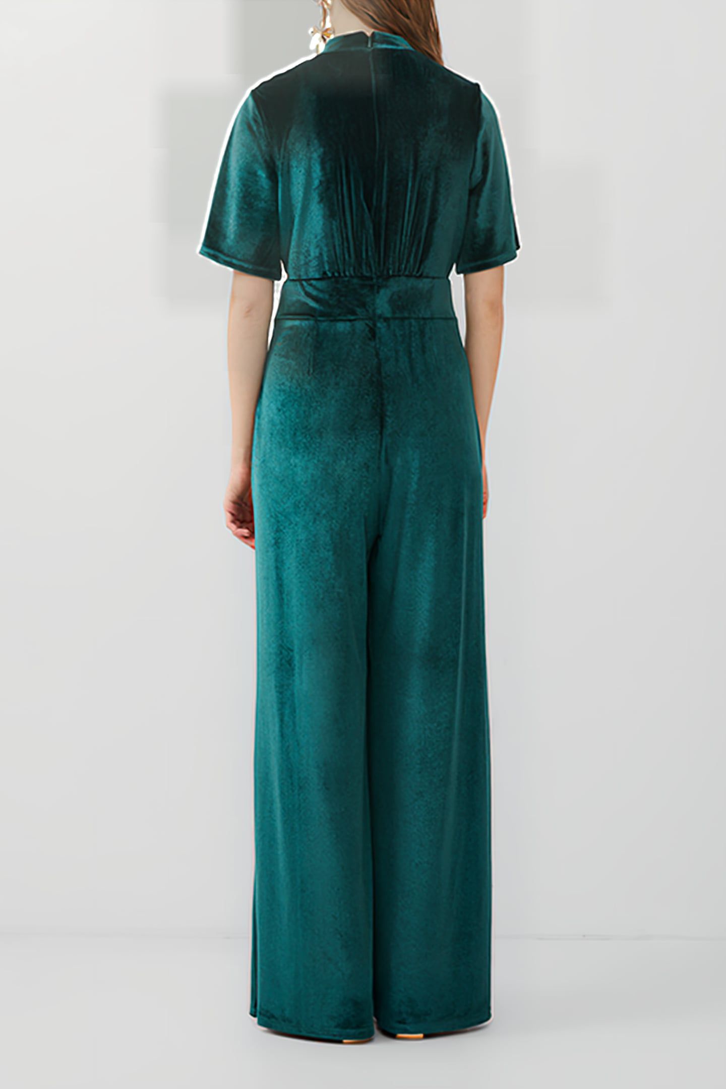 SULA VELVET SS JUMPSUIT GREEN 2