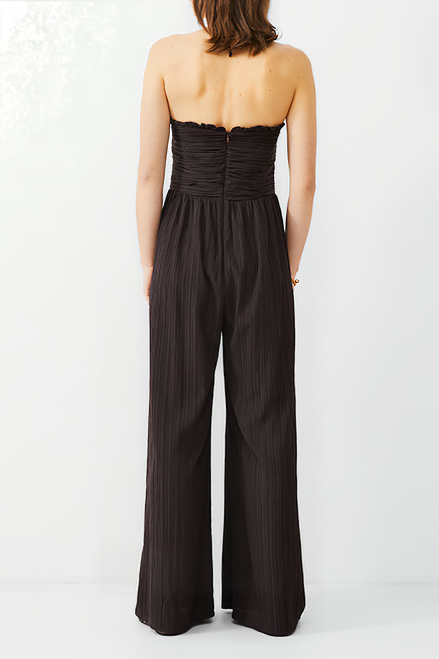 BONNY PLEATED STRAPPY JUMPSUIT BROWN 2