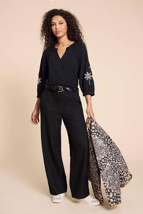 MILLIE MIX EMBROIDERED TOP BLACK 1