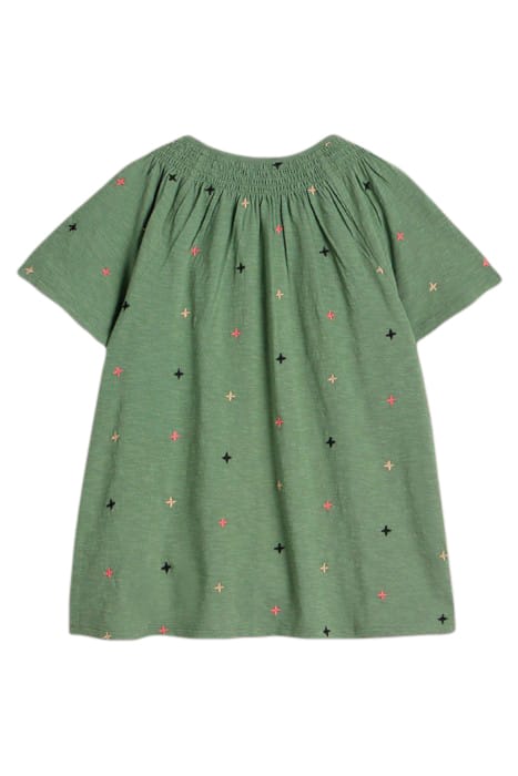 LUELLA NOTCH NECK EMB TOP KHAKI GREEN 2