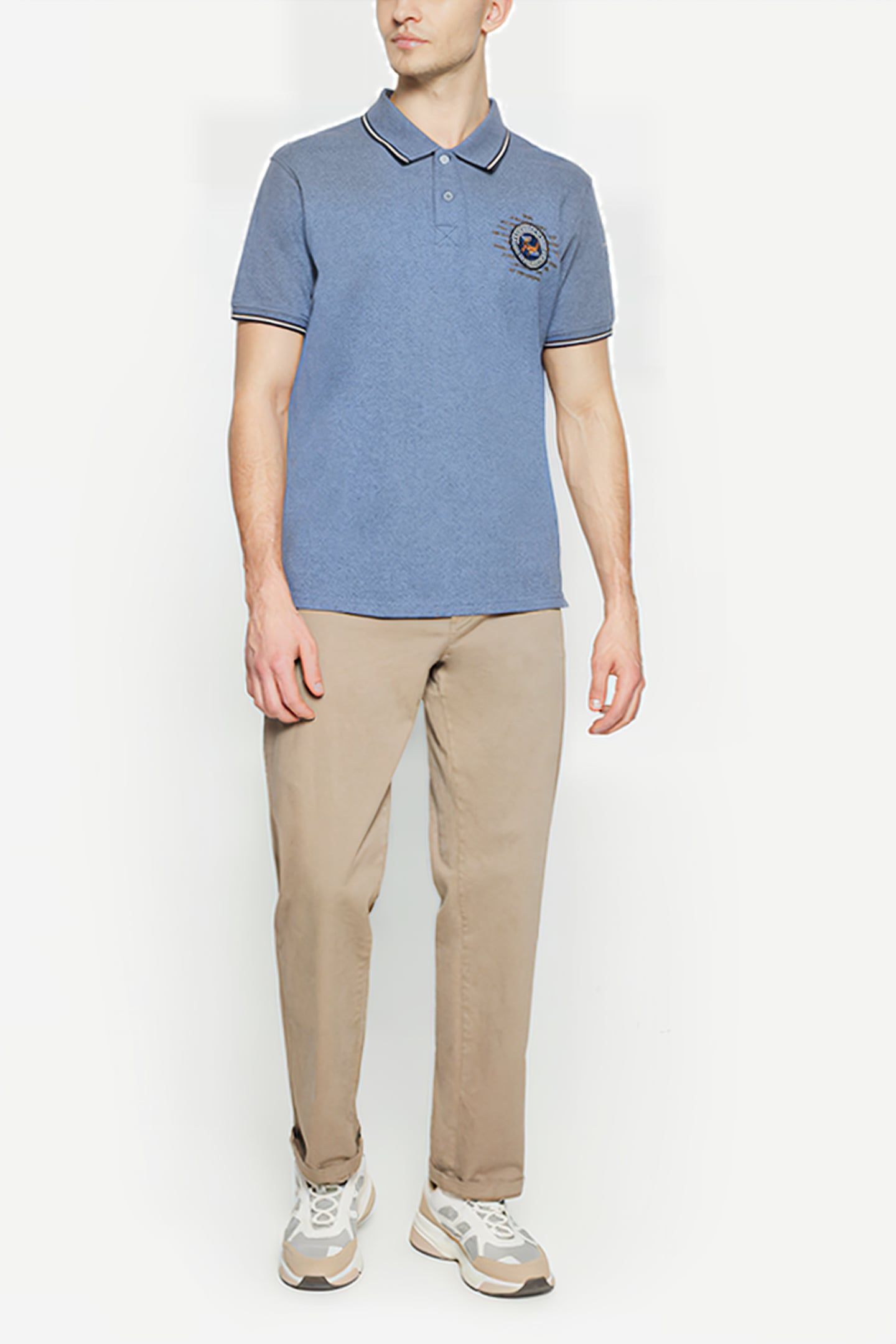 LUCASSI BADGE POLO BLUE AUTUMN MELANGE 3