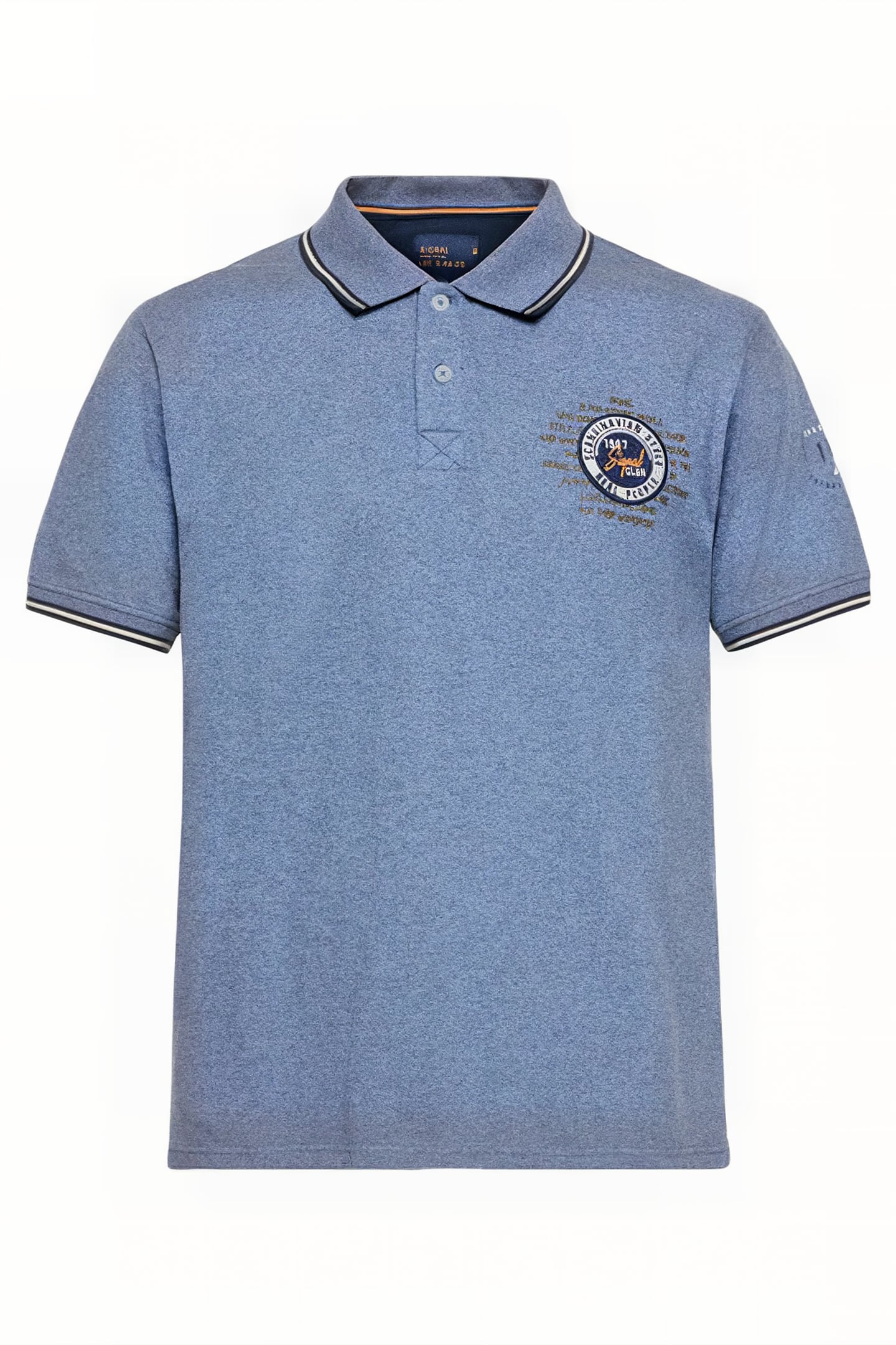 LUCASSI BADGE POLO BLUE AUTUMN MELANGE 4