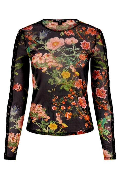 MARCIANO BY GUESS LEWIS MESH TOP BLACK BEAUTY BLOUSE PRINT 4