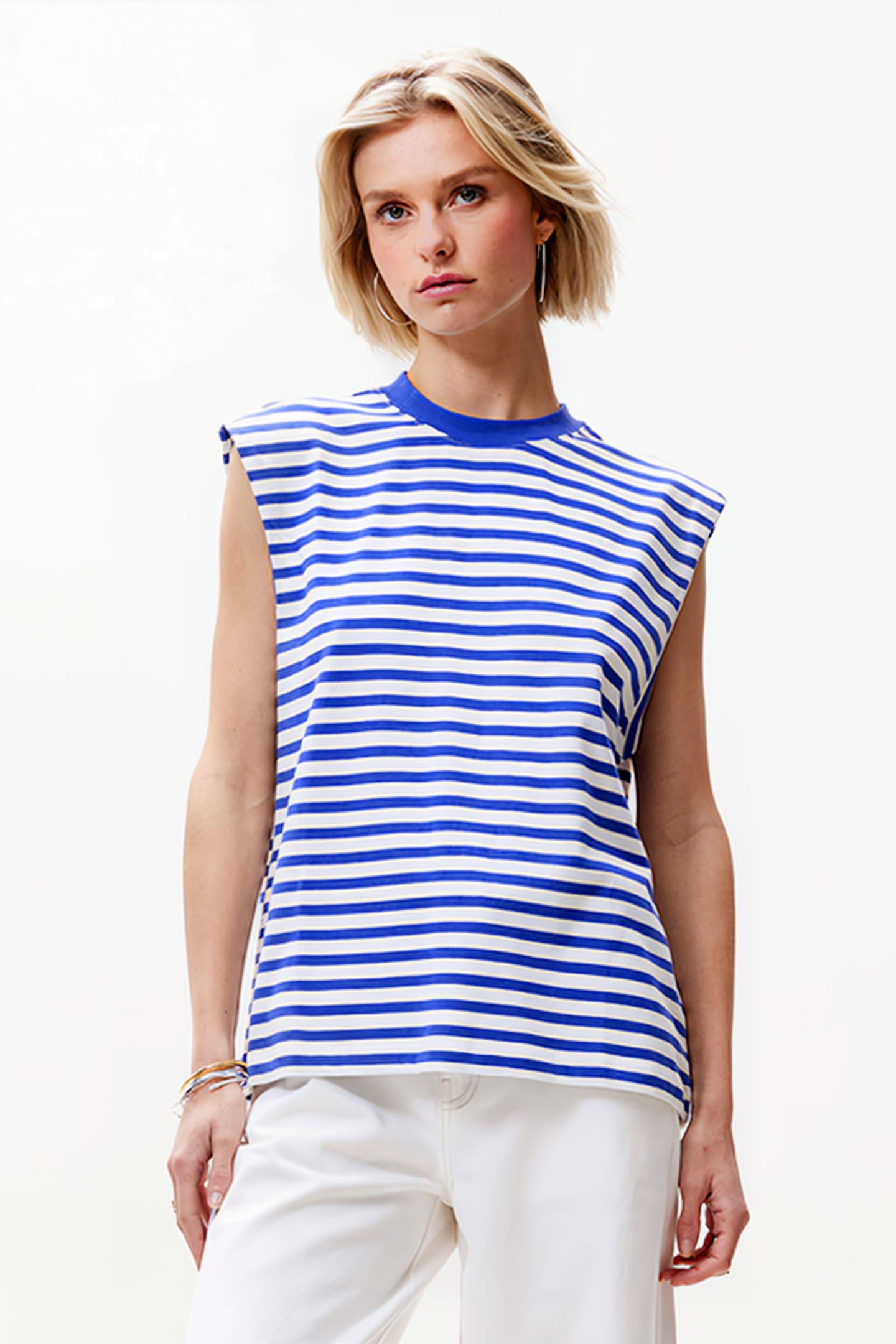 FOLDED SHOULDER SINGLET ULTRA MARINE 1