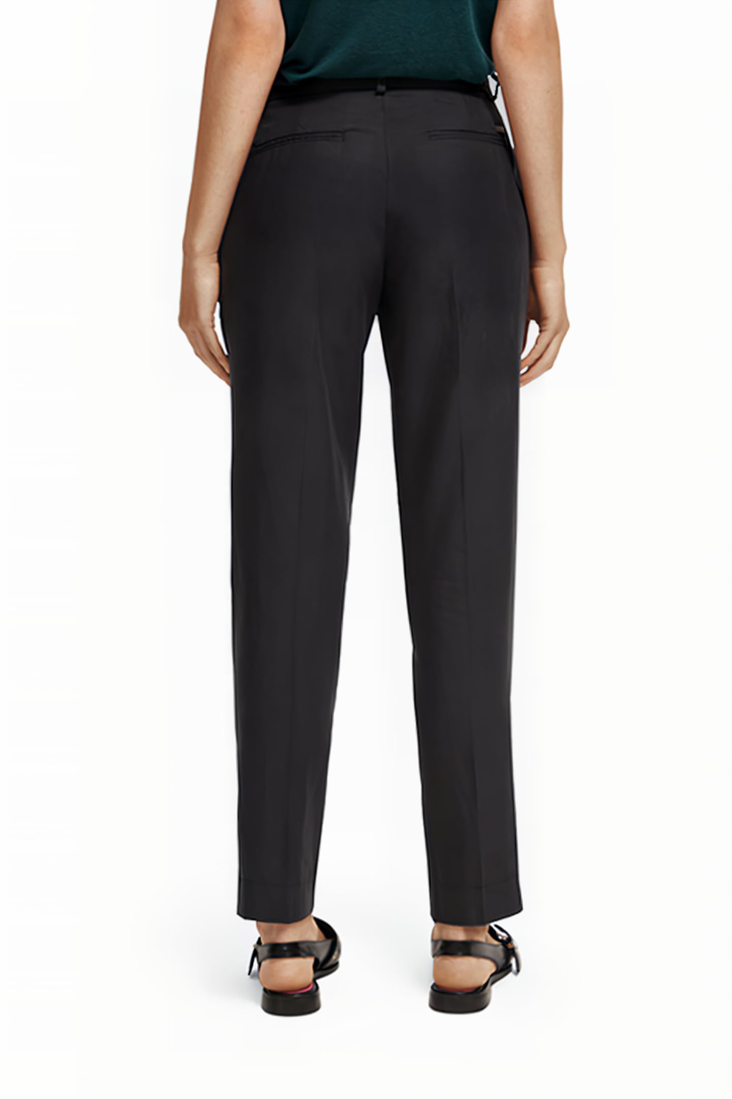 LOWRY - MID RISE SLIM LEG DRAPEY PANTS CHARCOAL 2