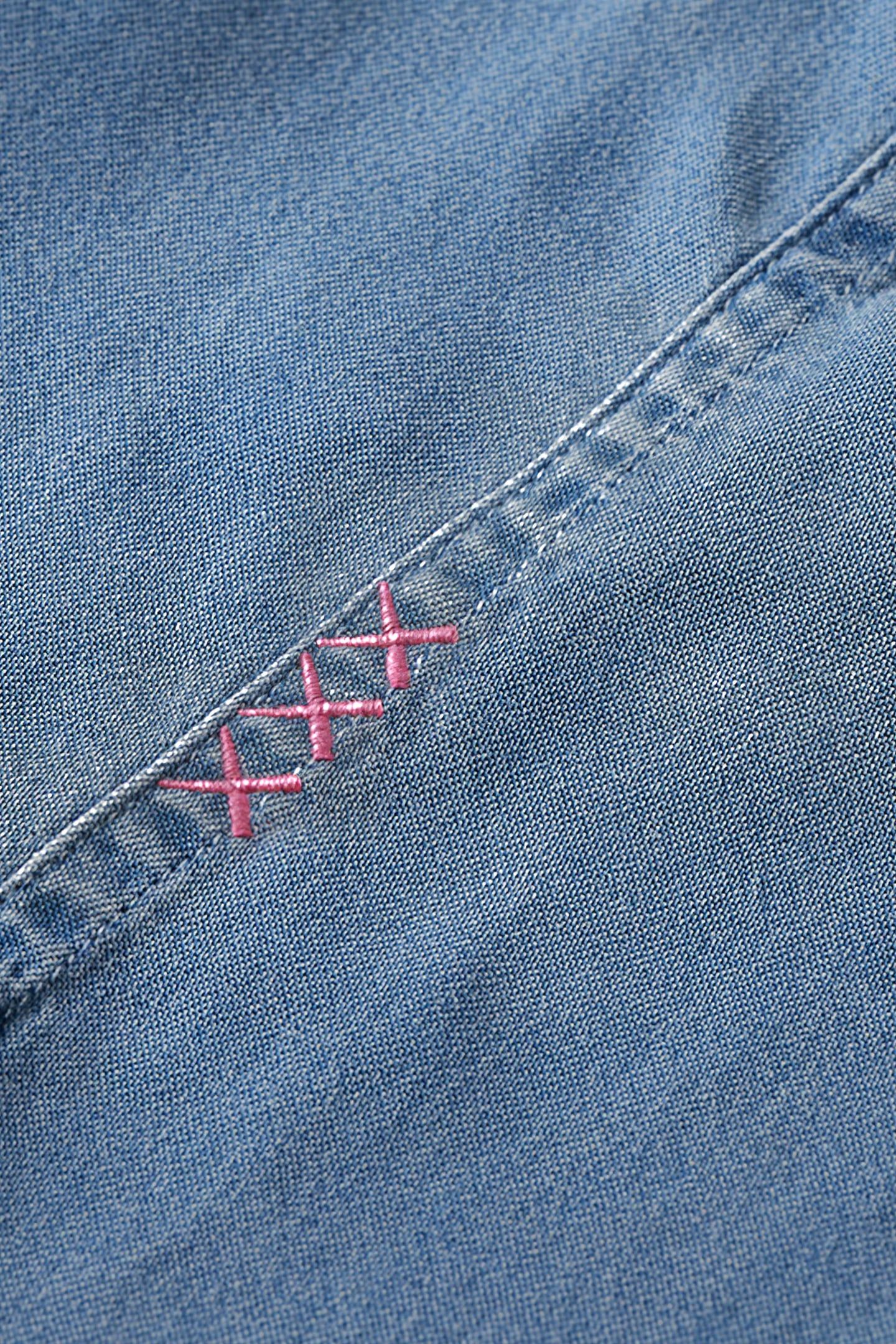 LACE UP DENIM WASHED INDIGO TENCEL SHIRT INDIGO 6