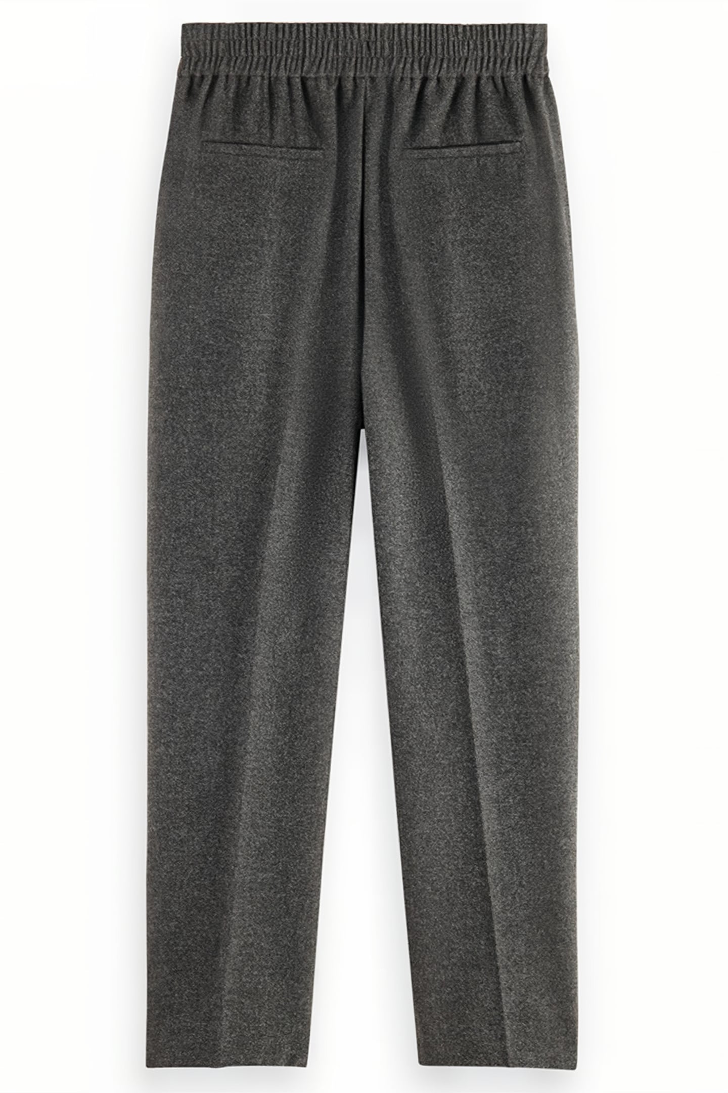MAIA - MID RISE TAPERED LEG WOOL FLANNEL PULL-ON PANT CHARCO 2