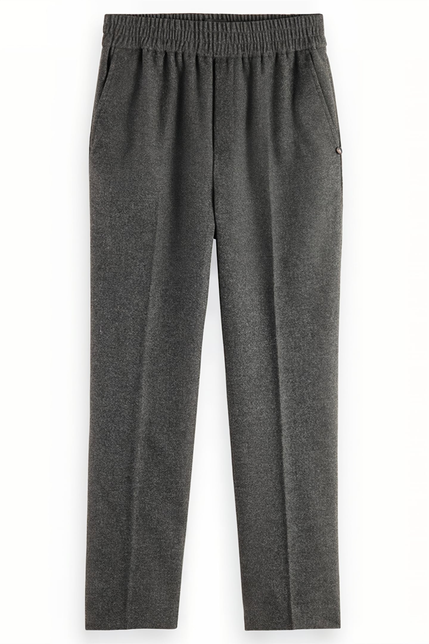 MAIA - MID RISE TAPERED LEG WOOL FLANNEL PULL-ON PANT CHARCO 1