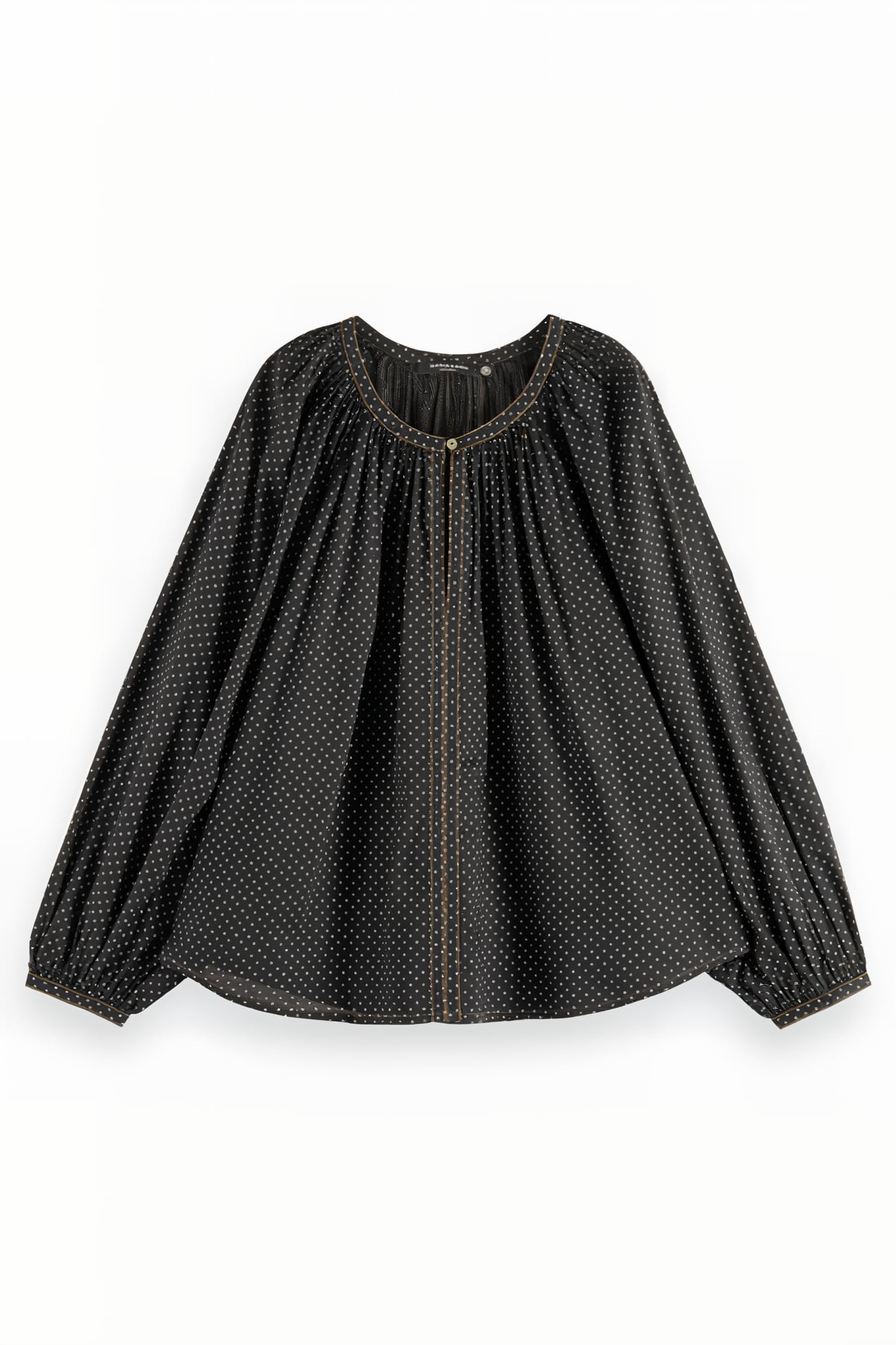 BALLOON SLEEVE EMBROIDERED TOP POLKA EVENING BLACK 4
