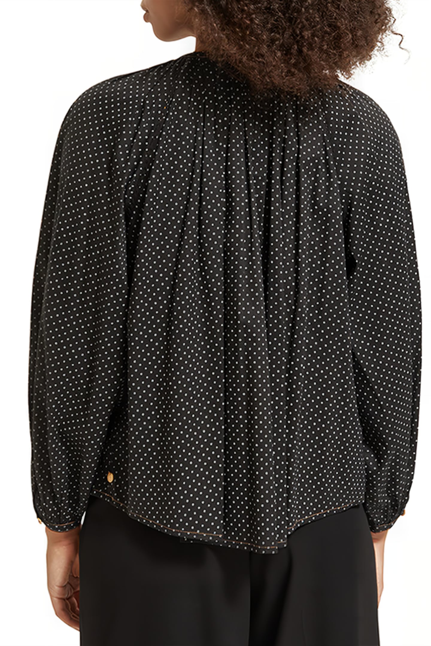 BALLOON SLEEVE EMBROIDERED TOP POLKA EVENING BLACK 2