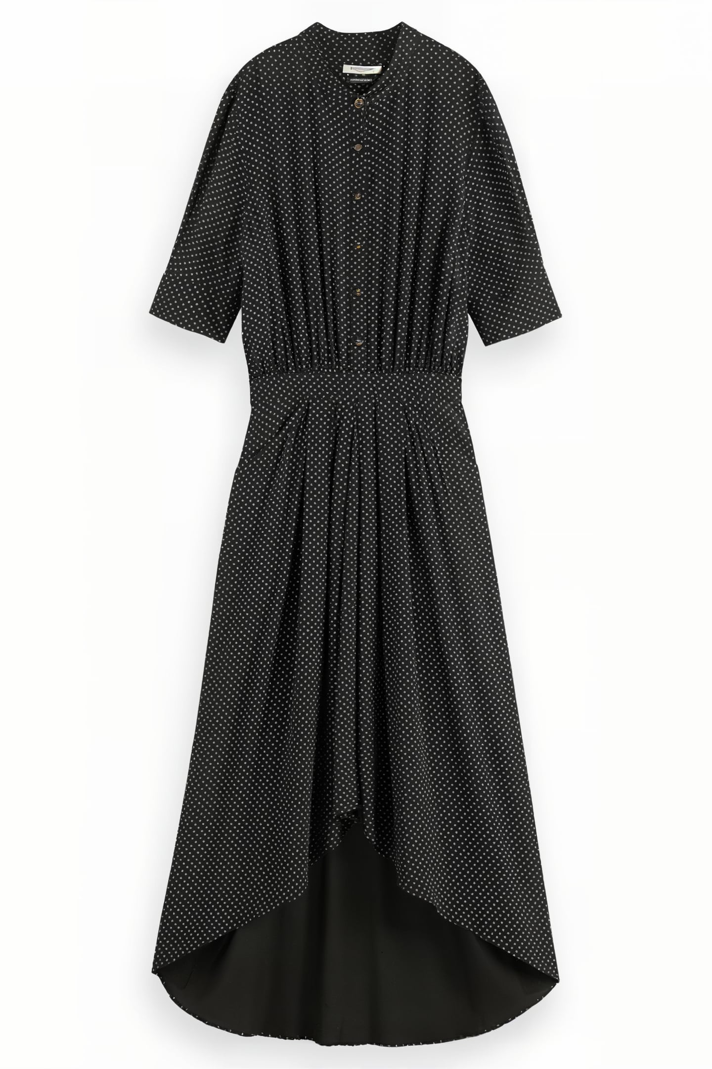 MIDI DRESS WITH HIGH LOW HEM POLKA EVENING BLACK 4