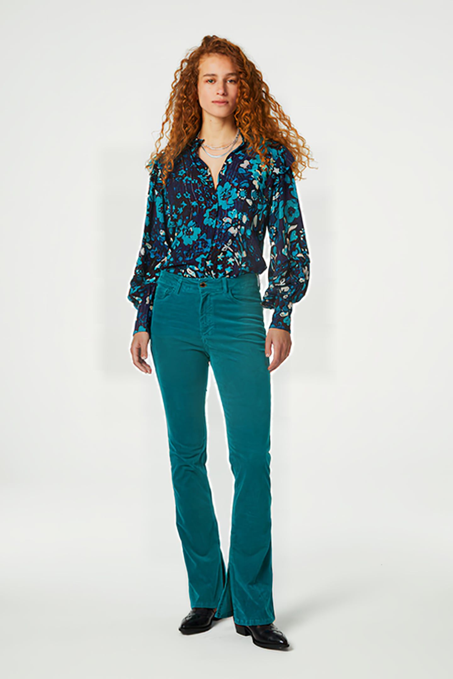PHILO BLOUSE BLACK/KEEP IT TEAL 2