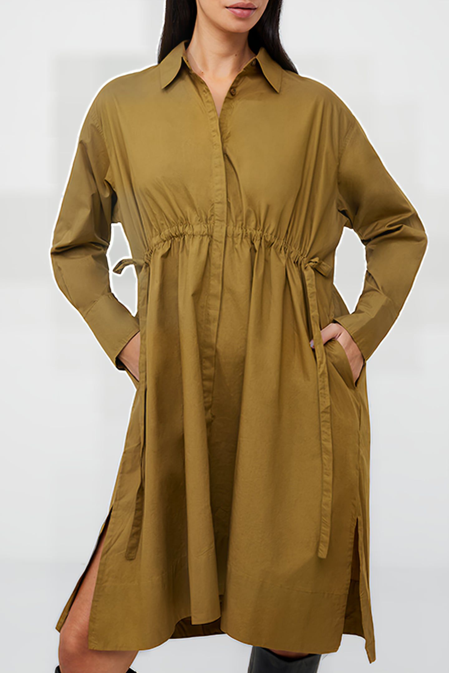 RHODES POPLIN SHIRT DRESS GREEN 1