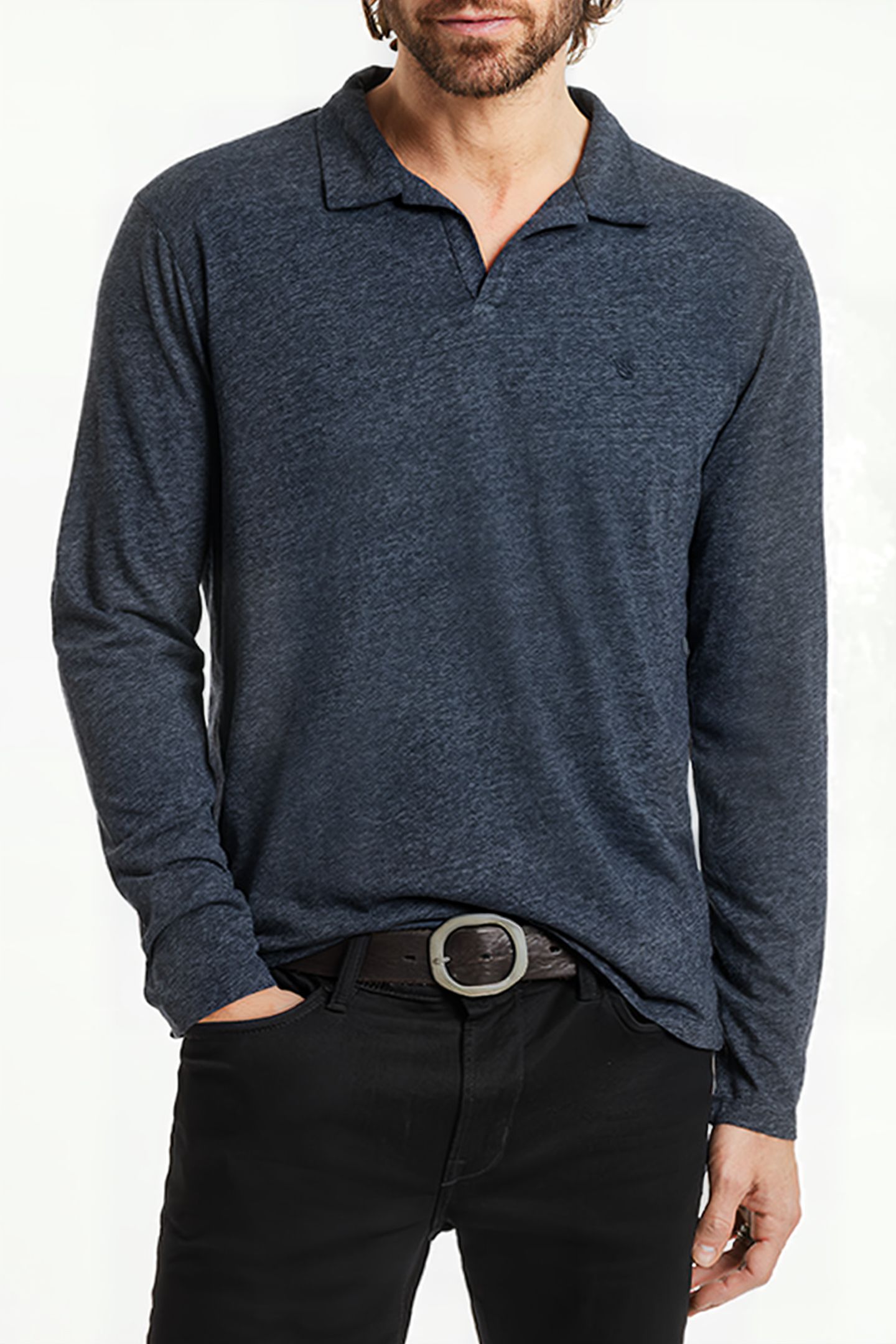 MERCURY LS POLO IN PLAITED NAVY 1
