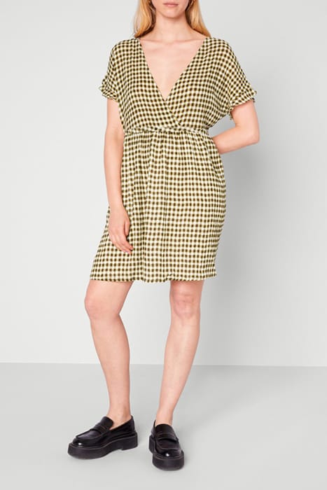 ROUND COLLAR SHORTSLEEVES DRESS VICHY KAKI 3