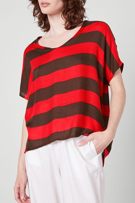 V COLLAR WITHOUT SLEEVES PRINTED TOP MARINIERE MARRON ROUGE 1