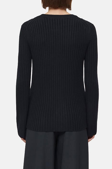 CREW NECK LONG SLEEVE KNITS BLACK 2
