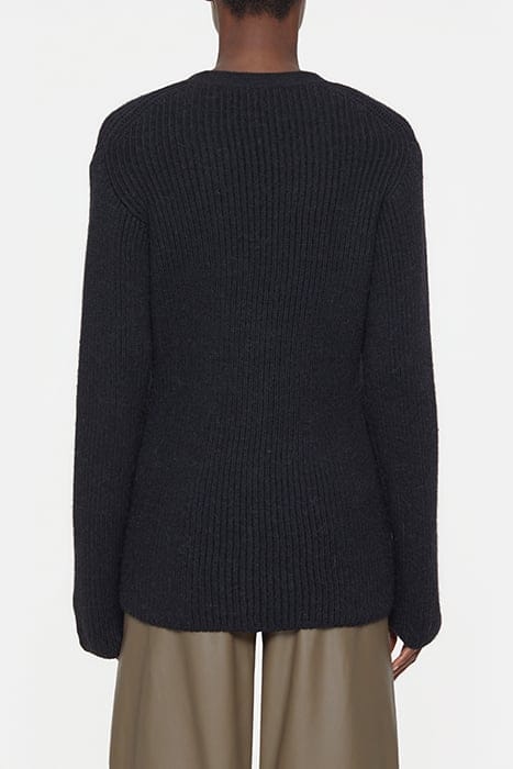V CARDIGAN LONG SLEEVE KNITS BLACK 2