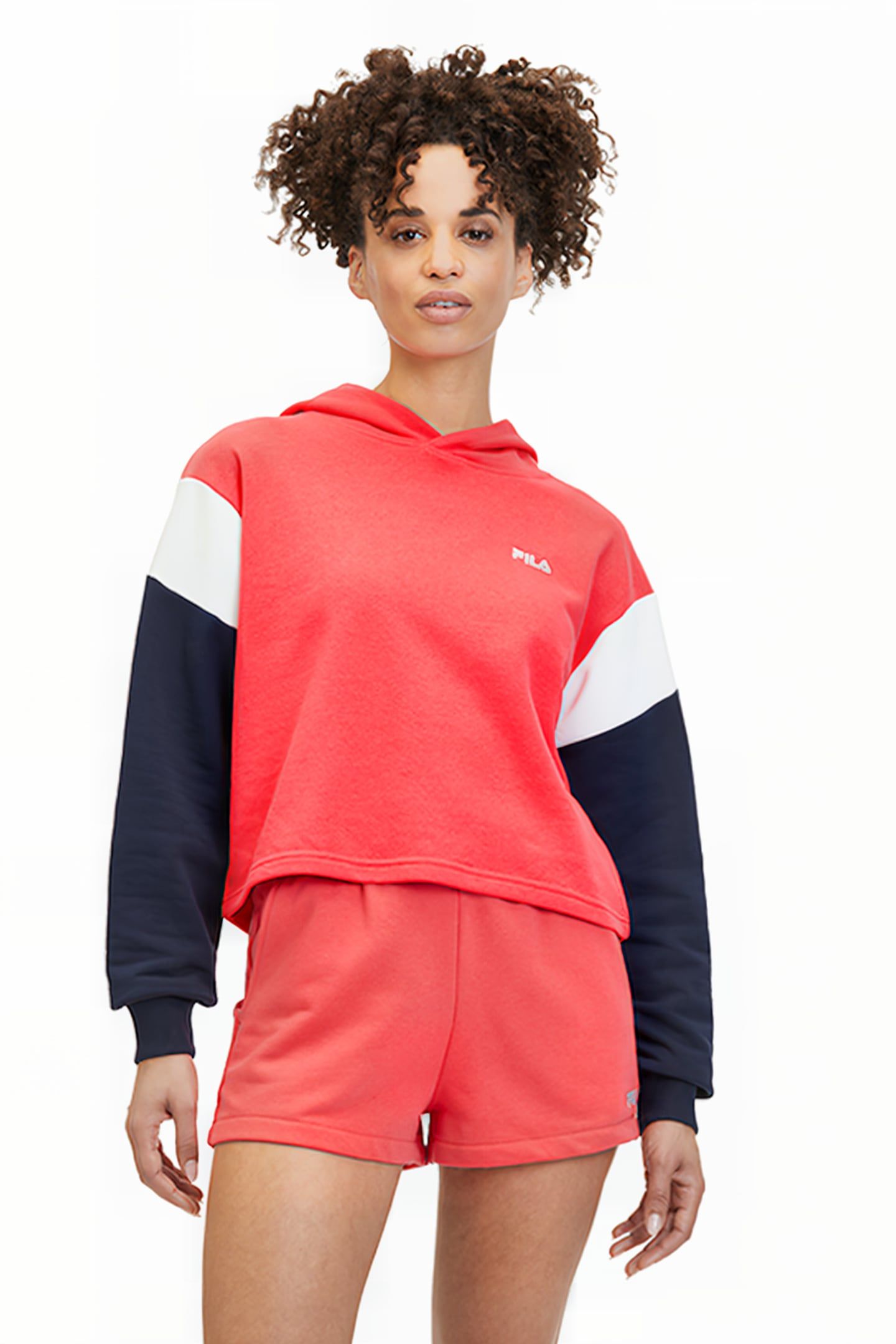 TREVI BLOCKED CROPPED HOODY CAYENNE-BLACK IRIS-BRIGHT WHITE 1