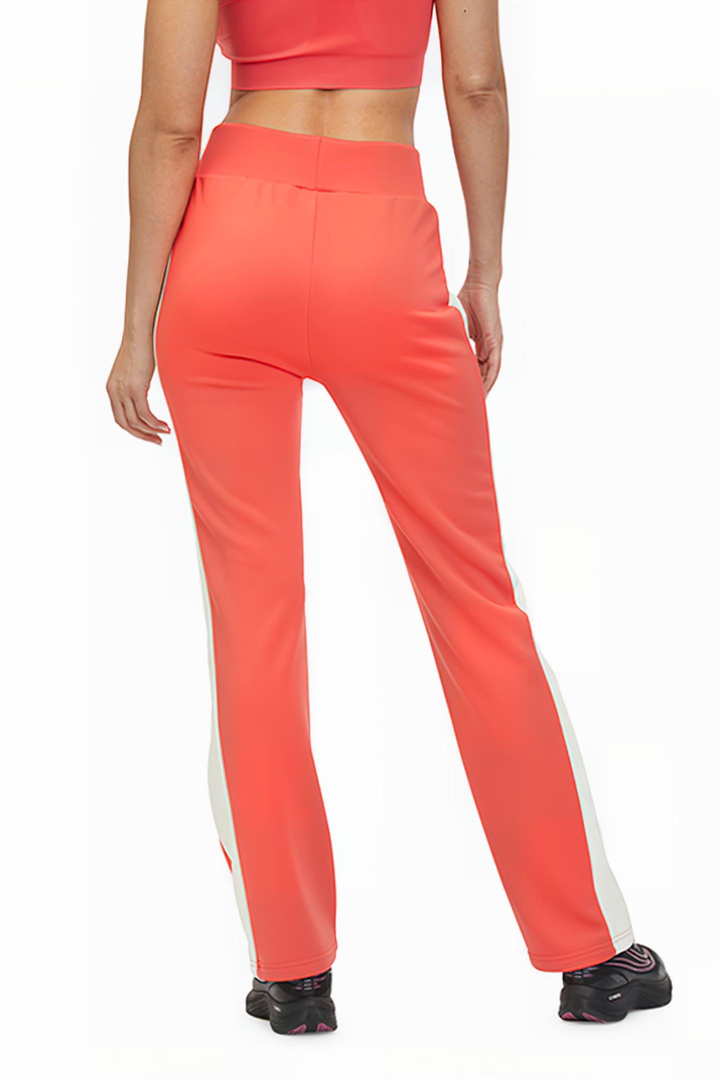 TISENS HIGH WAIST TRACK PANTS CAYENNE-ANTIQUE WHITE 2