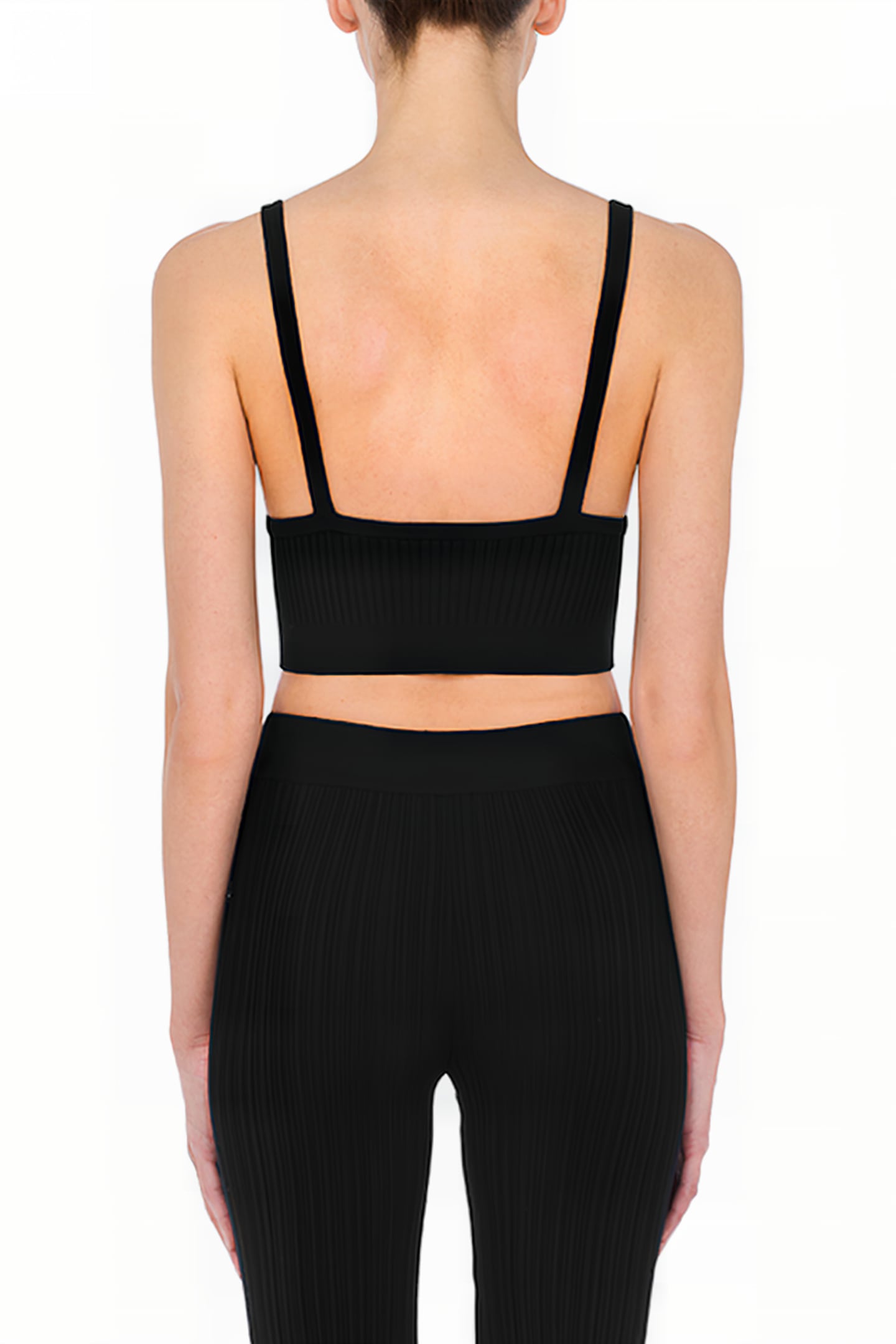 BIKER BUCKLES STRETCH KNIT CROP TOP BLACK 2