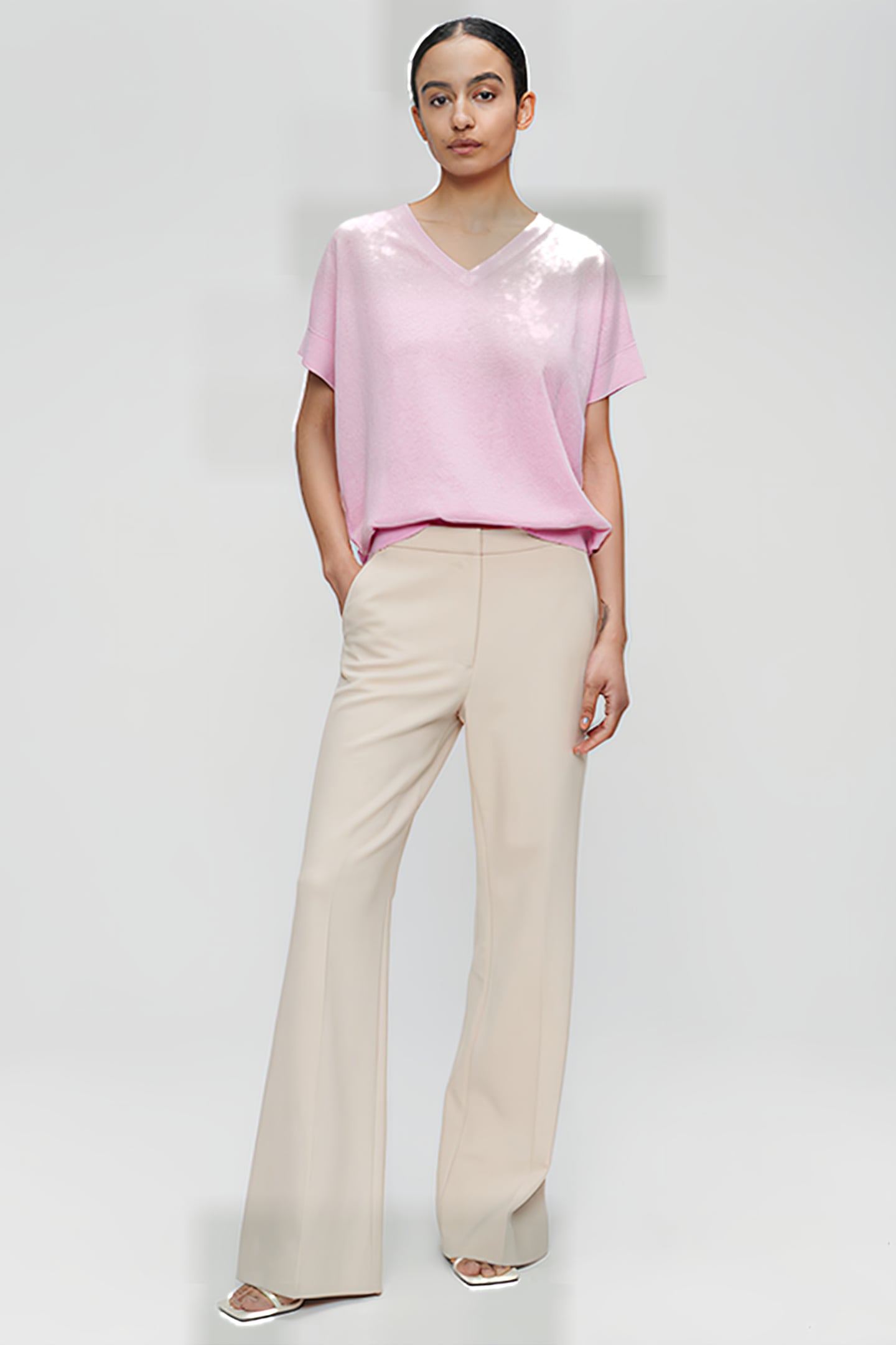 VISCOSE STRETCH TAILORED PANTS SIMPLY TAUPE 2