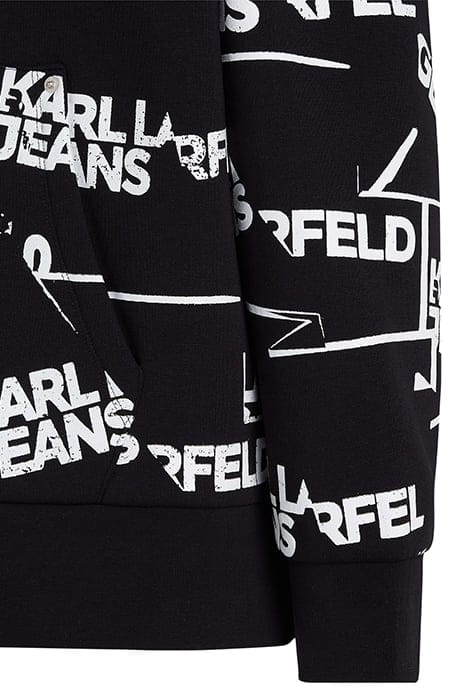 KLJ OVERSIZED AOP LOGO HOODIE BLACK WHITE 4