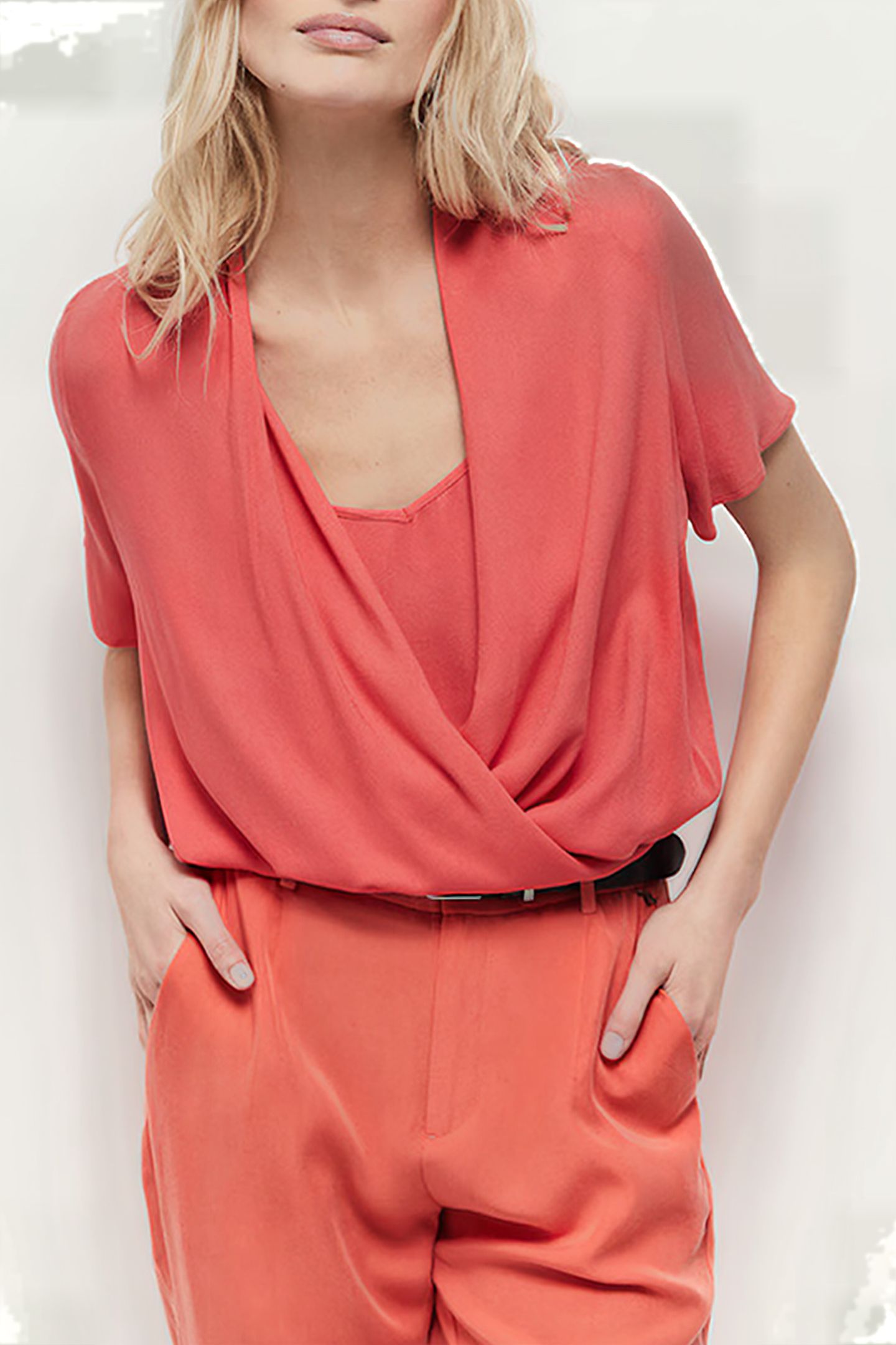 COREY - HIBISCUS LENZING™ ECOVERO™ WRAP TOP 1