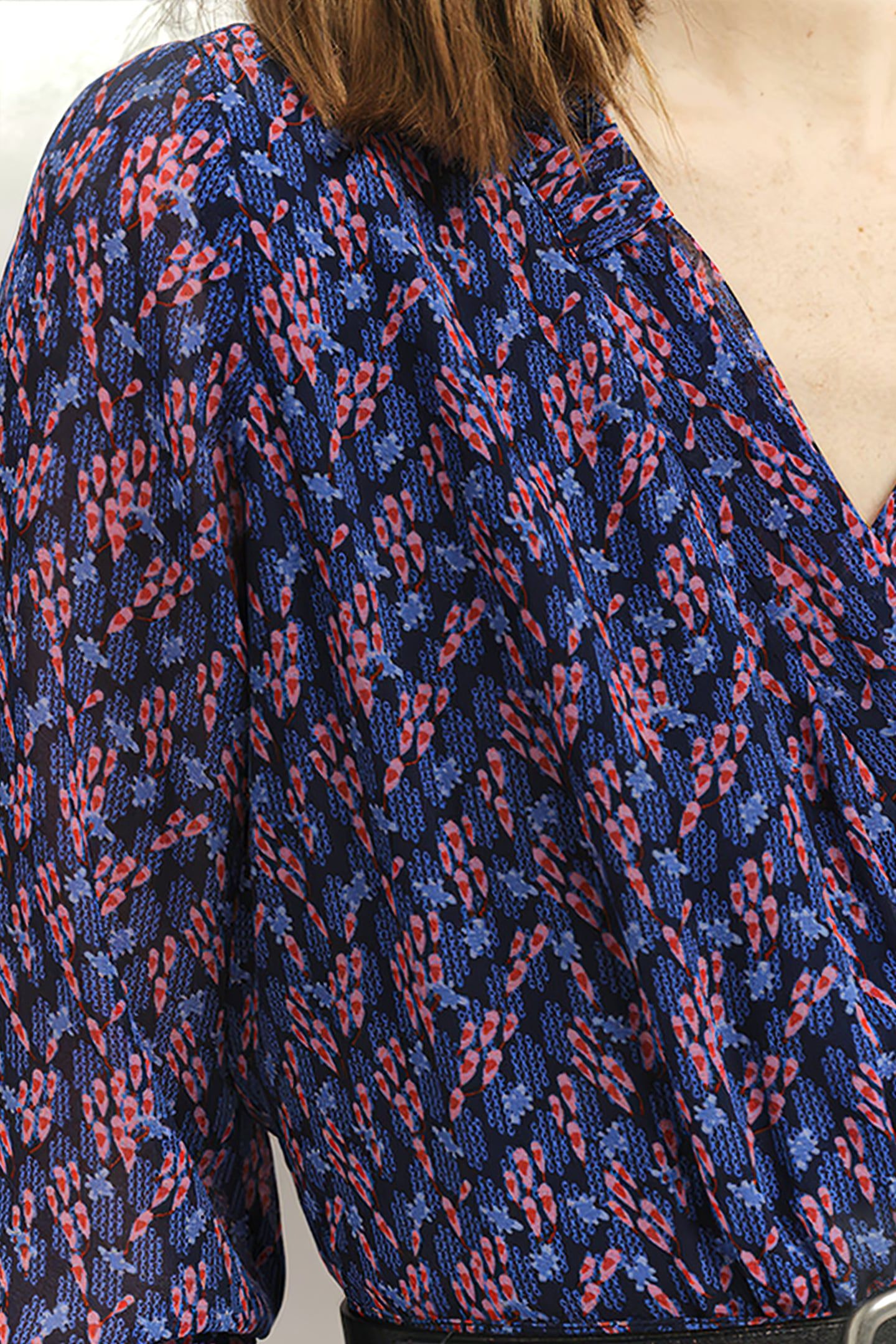 RAVNA - NAVY MAXI DRESS WITH RECYCLED POLYESTER GRAPHIC BOUQ 4