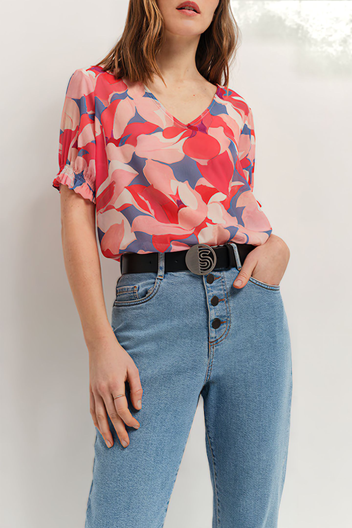 CABALA - HIBISCUS TOP WITH CAMELLIA MAXI PRINT 1
