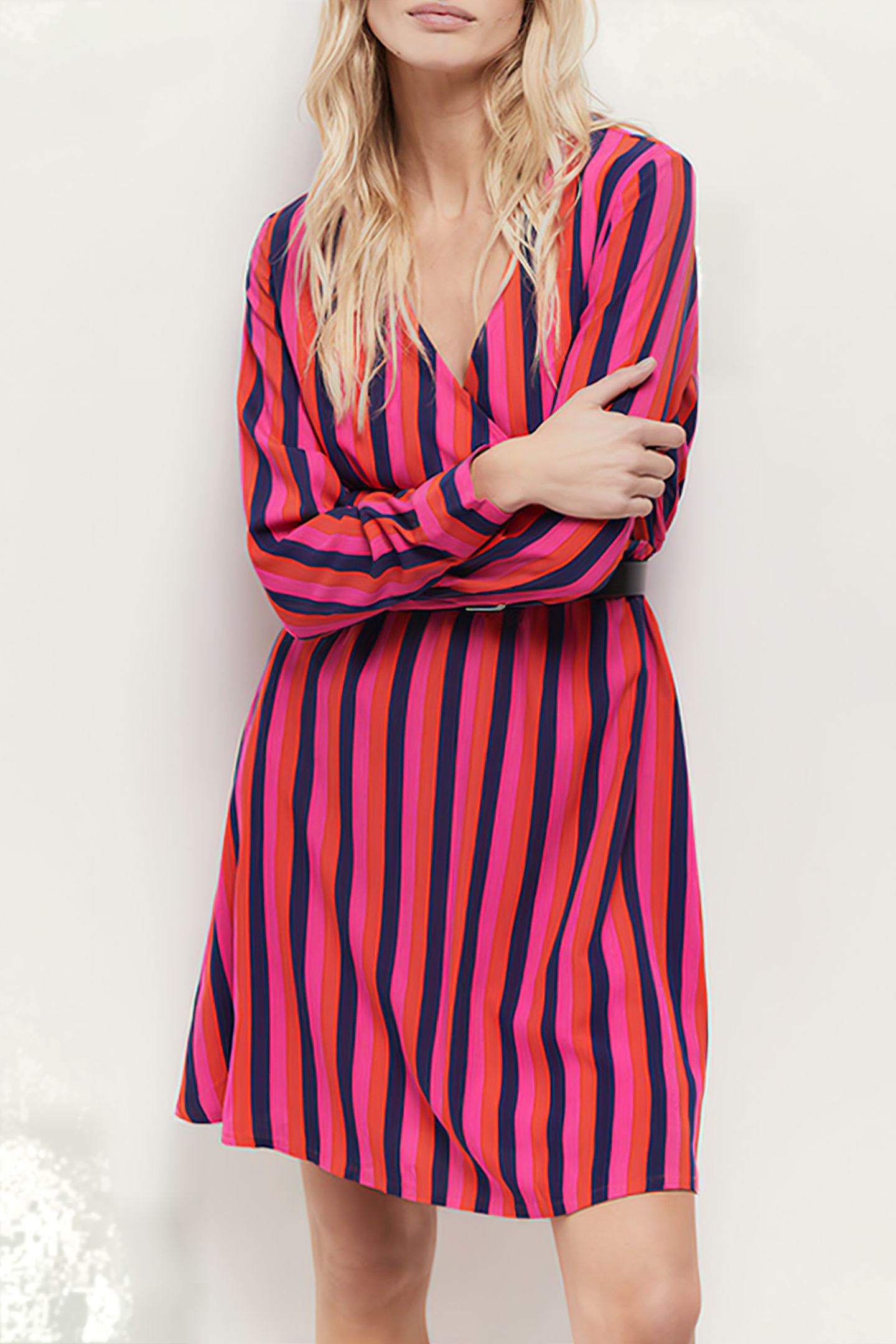 ROSA - NASTURTIUM WRAP DRESS WITH GRAPHIC LINES 1