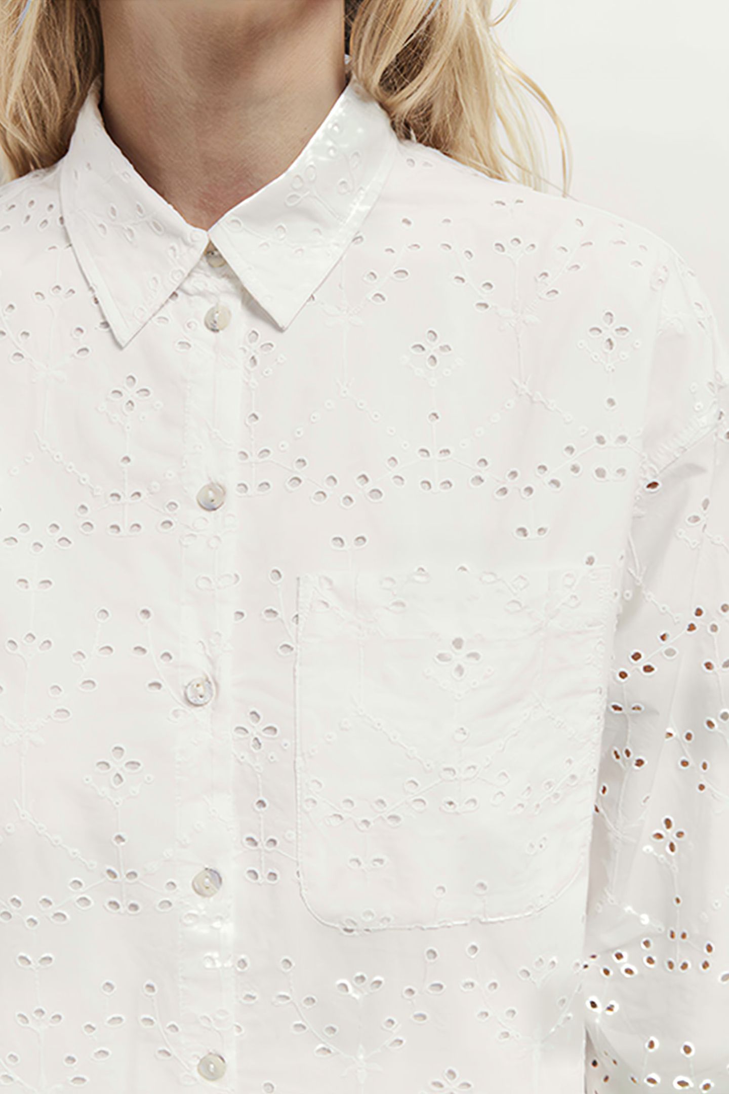 ROMEA - OFF WHITE SHIRT DRESS IN BRODERIE ANGLAISE 5