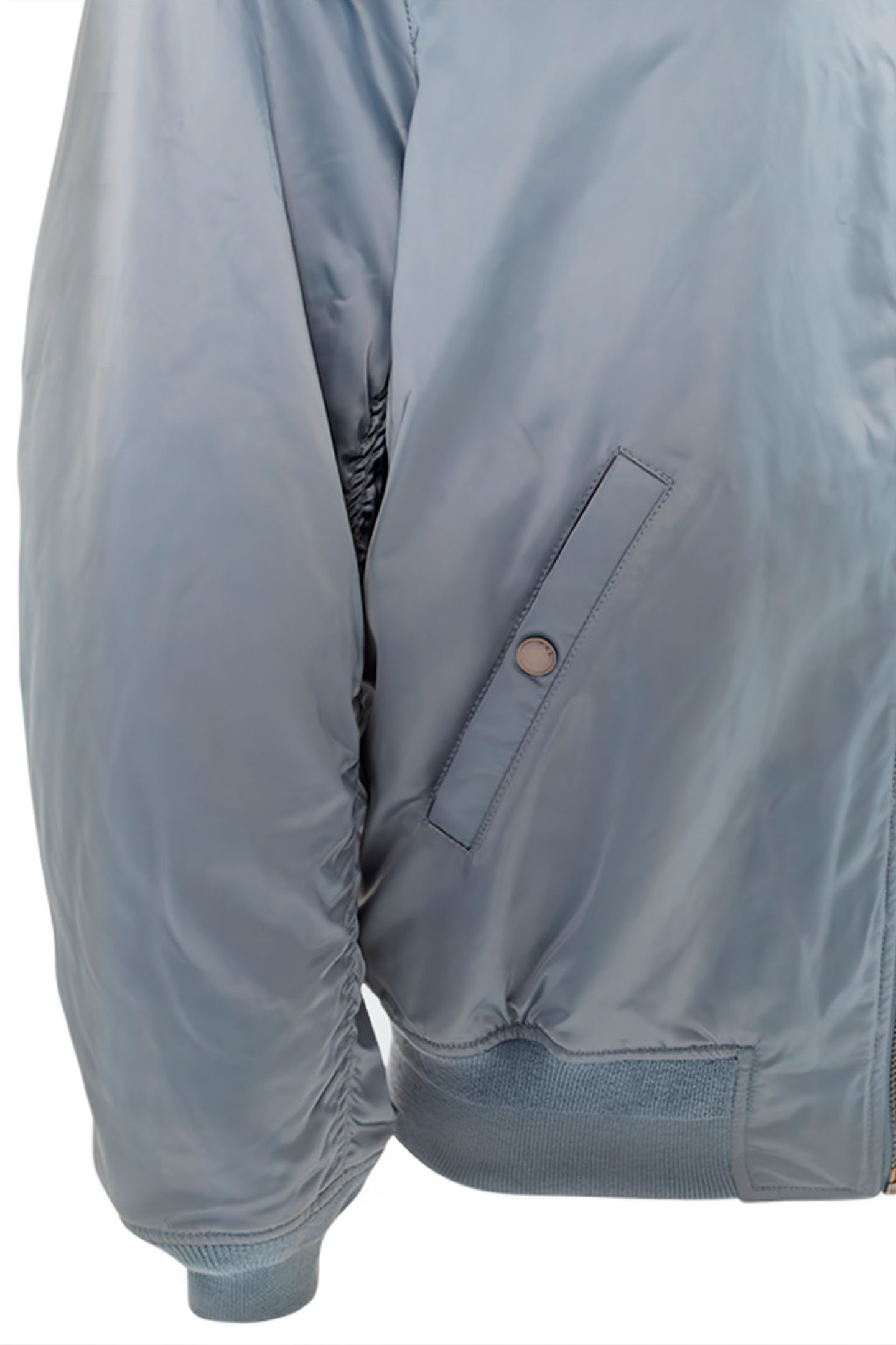 LIGHT BLUE SATIN NYLON BOMBER JACKET 5