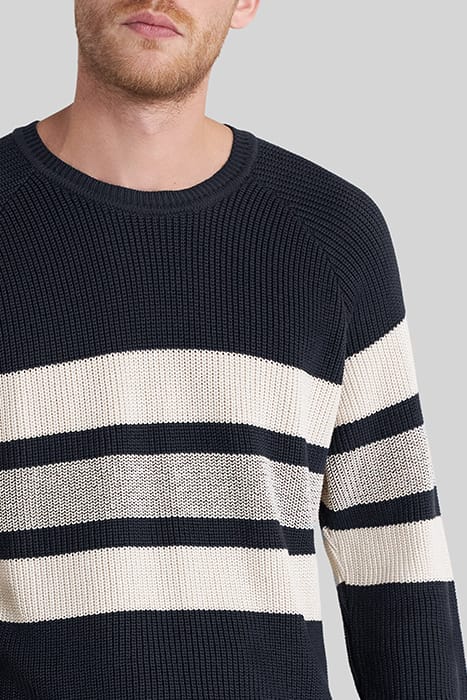 NAVY KNIT SWEATER WITH ECRU STRIPES 5