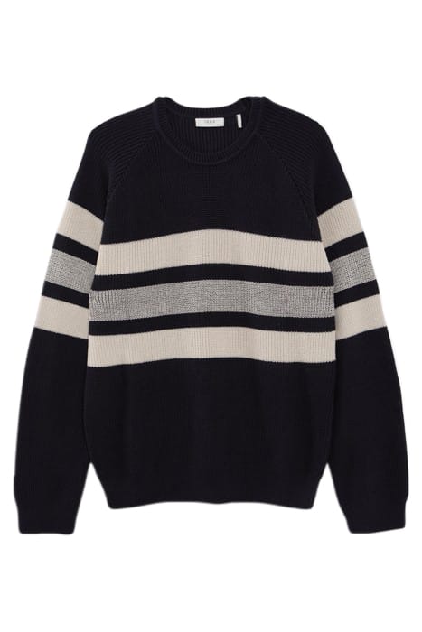 NAVY KNIT SWEATER WITH ECRU STRIPES 4