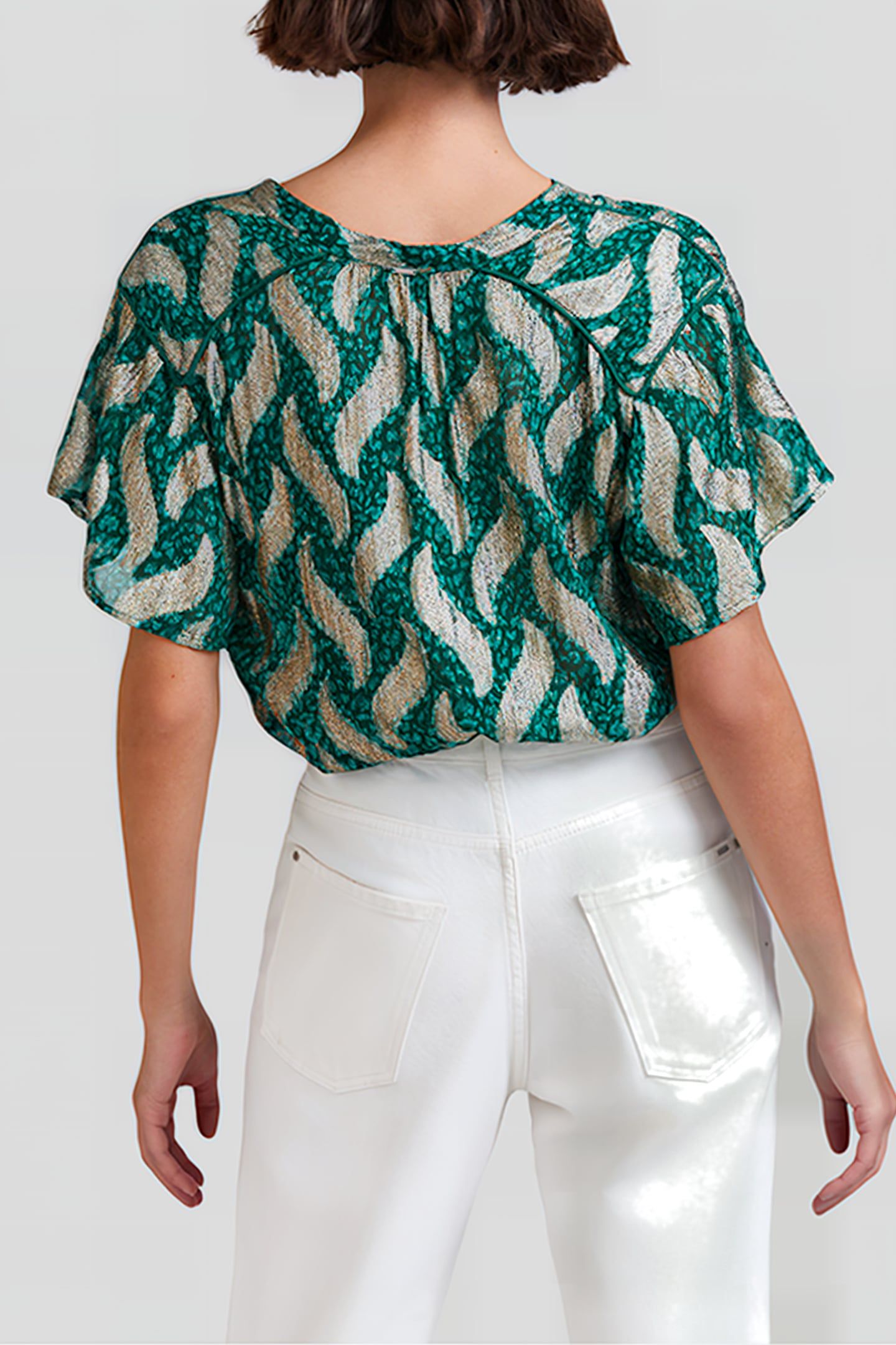 EMERALD TOP WITH GOLD LEAF PRINT 2