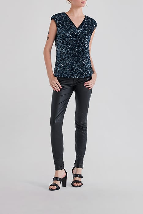 BLUE EMBROIDERED REVERSIBLE SEQUIN FRONT/BACK TOP 3