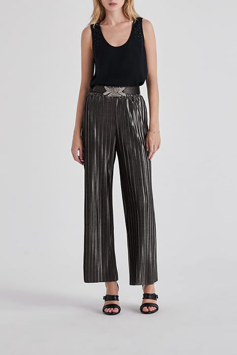 SILVER PLEATED WIDE-LEG TROUSERS 3