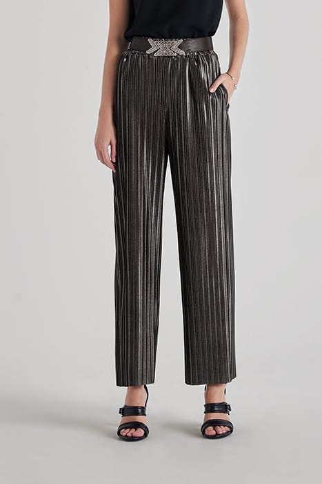 SILVER PLEATED WIDE-LEG TROUSERS 1