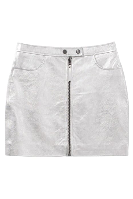 SILVER LEATHER ZIPPED SHORT SKIRT 4